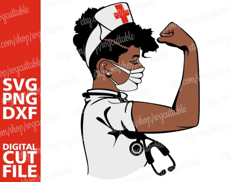 Stethoscope svg Medical svg Silhouette Girl Power scrubs Nurse svg File for Cricut Black Woman Strong Black Woman svg