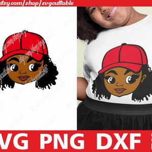 Little Black Girl With A Cap svg, Melanin svg, Black Girl Magic, Afro Hair svg, Sublimazione, Download digitale, Silhouette, File per Cricut