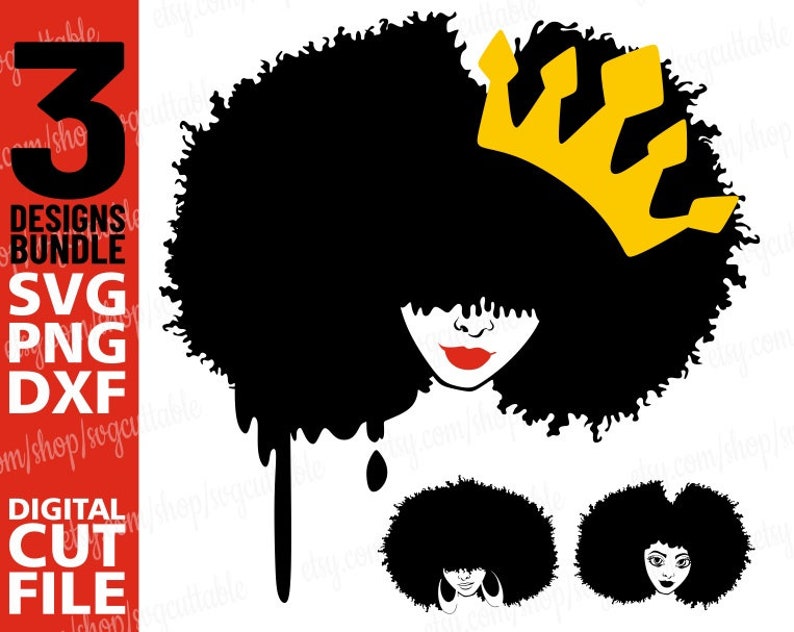 Download 3 Black girl afro svg afro lady with a crown svg natural ...