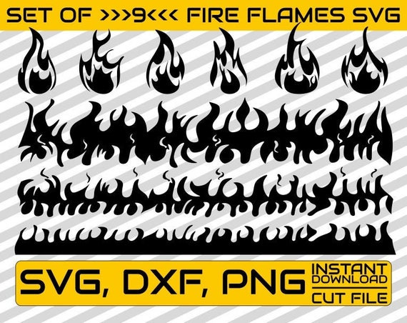 9x Flames Bundle Svg Fire Vector Flames Cricut Files Fire | Etsy