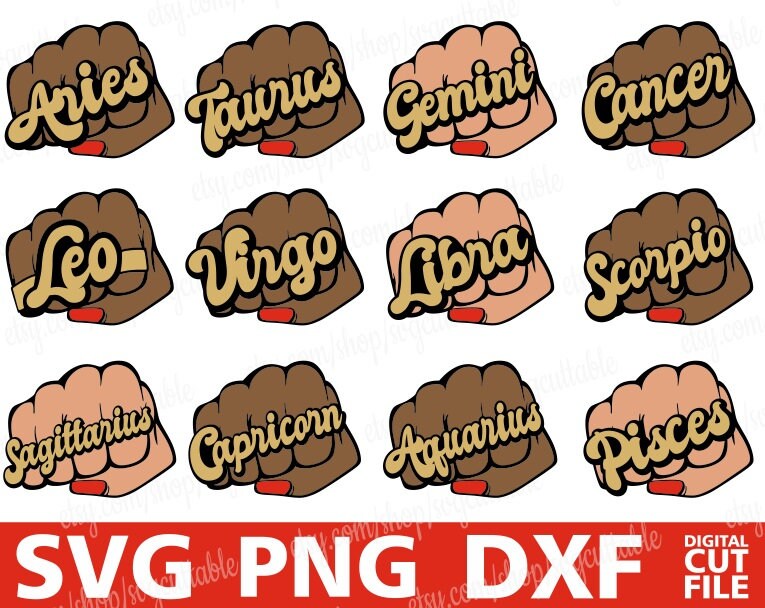 Download Clip Art Punch Cricut File Silhouette Instant Download Horoscope Black Girl Magic Cut File Fist Svg Zodiac Sign Svg Pisces Svg Hand Vector Art Collectibles