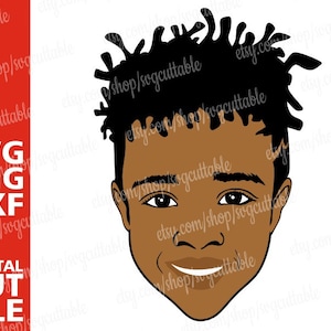 Ragazzo afro con dreadlocks svg, ragazzo nero, bambini neri svg, nero uomo, africano, americano,Silhouette, download istantaneo, file Cricut, Taglia file