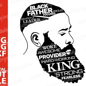 Black Father svg, Beard svg, Man svg, Daddy svg, Vaderdag svg, Black King, Afro svg, Strong Man svg, Bestand voor Cricut, Instant download