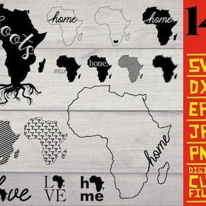 14x Africa Roots svg, Africa SVG, africa maps svg, Black History svg, Afro Woman svg, cuttable vector files, cricut , Silhouette jpg
