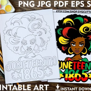 Black Woman Coloring Pages, Melanin svg, Black History svg, Juneteenth, Adult Printable Coloring Page, Instant download, Coloring Pages