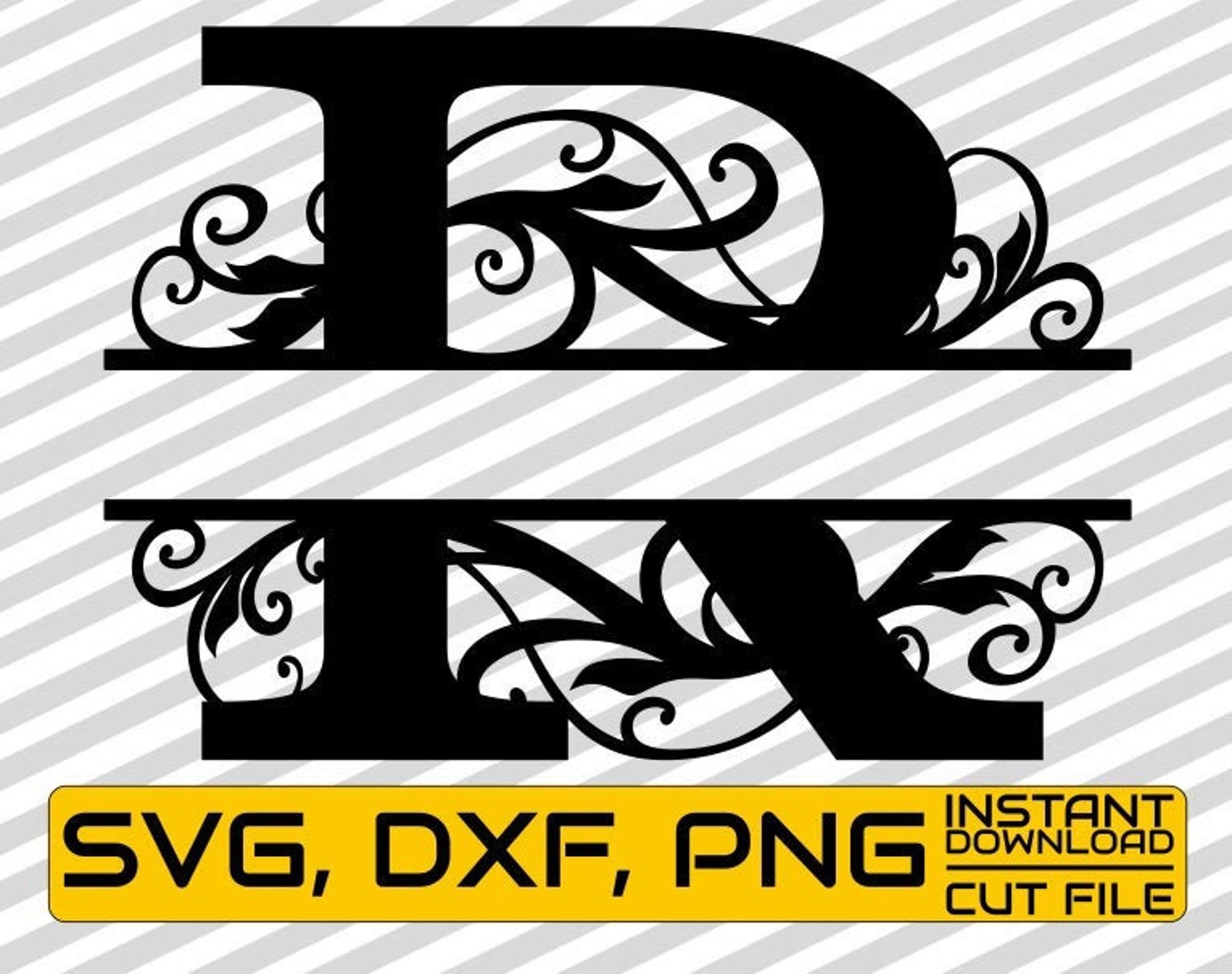 Fancy Split R Floral Letter R Split Monogram SVG, Cricut, Silhouette (digital ...