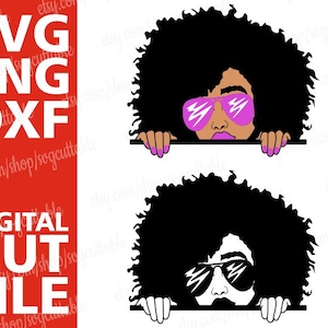 2x Peeking girl with sunglasses svg, Melanin, Afro Woman svg, Layered, Black girl magic, Silhouette,Instant download, Cricut file, Cut File