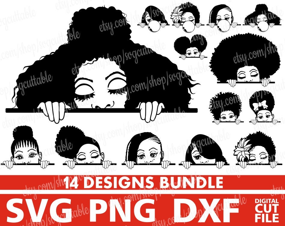Download 14x Sweet Black Girl Bundle Svg Melanin Poppin Svg Peeking Girl Braid Braids Svg Silhouette Instant Download Cricut File Cut File