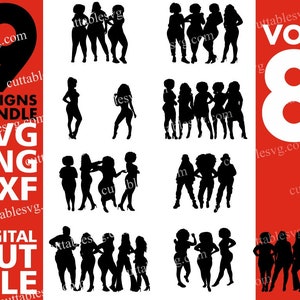9x Woman Silhouette Designs Bundle svg, Afro woman, Diva svg, Fashion Girl, Black Queen svg, File for Cricut, Silhouette ,Instant download