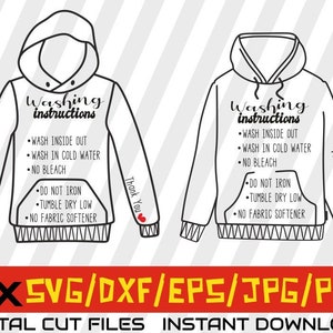 2x Washing Instructions svg, Care Instruction Cards svg, Hoddie svg, pringitng, Digital File , T-shirt Svg, cuttable care cards, vector