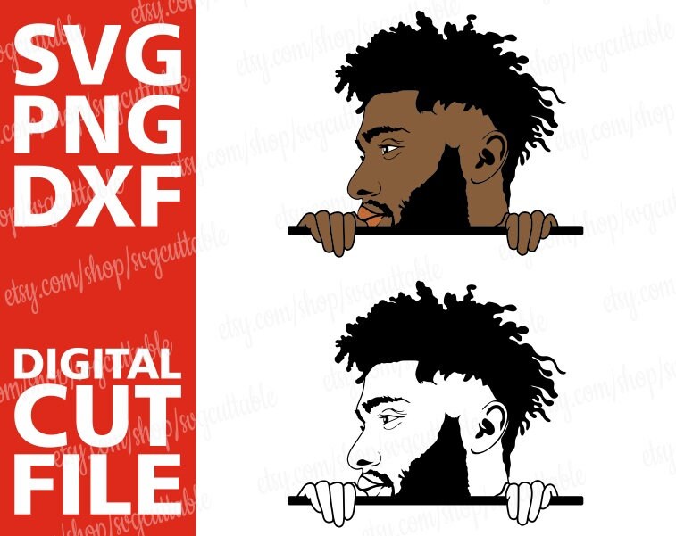 Download 2x Peeking Black Man Svg Black Men Layered Dreadlocks Svg Beard Svg Black Girl Magic Silhouette Instant Download Cricut File Cut File