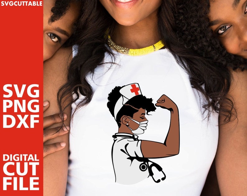 Stethoscope svg Medical svg Silhouette Girl Power scrubs Nurse svg File for Cricut Black Woman Strong Black Woman svg