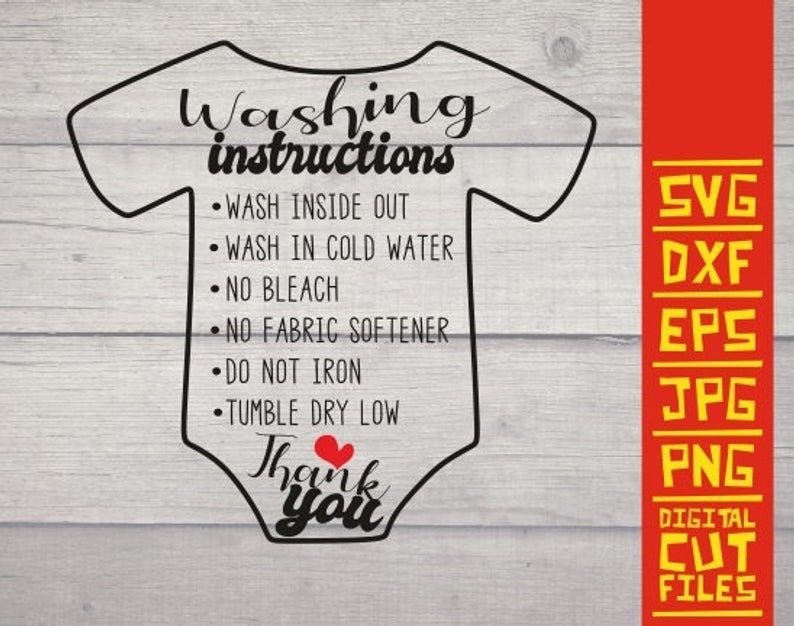 Download 4x T Shirt and baby body Washing Instructions svg Care | Etsy