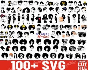 107 afro bundles, Afro woman, svg, svg files, digital cut file, personal, commercial, Silhouette, Cameo, Cricut, black woman