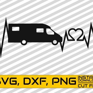 Camper svg, Heart Beat svg, Camping svg, Motor Home svg, Trip, Van, Cuttable bestanden, Vector, File for Cricut, Silhouette, Instant download