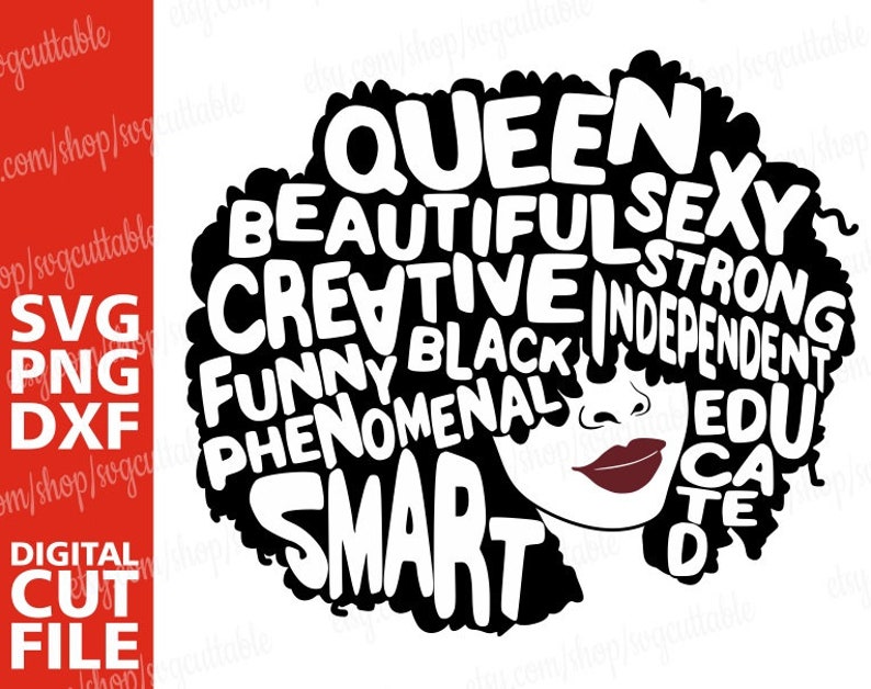 Download Black Queen with words svg Red Lips Black woman svg Sexy ...