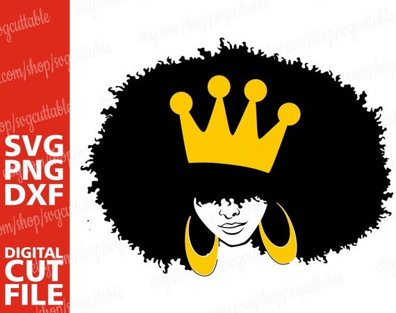 Download Black Girl Afro With A Crown Svg Afro Lady Svg File Africa Etsy