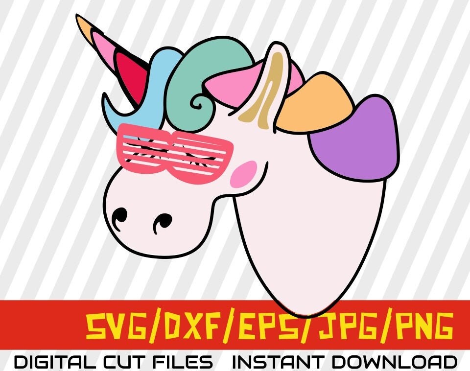 Download Unicorn With Sunglasses Svg Rainbow Svg Horse Svg Cuttable Vector Files Silhouette Printable Cricut Digital File Instant Download