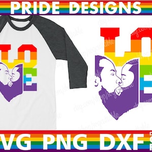 Gay Pride svg, Kissing Man svg, Pride svg, Beard Man svg, Melanin, Lgbtq Svg, Pride Month svg, Rainbow, File for Cricut, Instant download