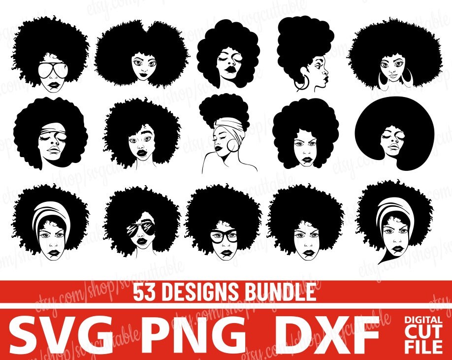 Download 53 Black Girl Bundle Afro Svg Afro Lady Svg File Africa Natural Hair File Black Woman Jpg File Cut Cricut Full Body Silhouette
