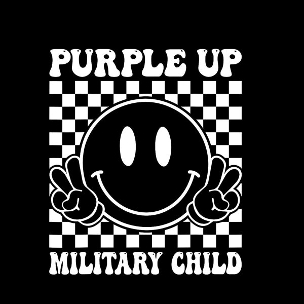 Purple Up For Military Kids Groovy Military child Month Digital PNG