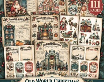 Old World Christmas Junk Journal Kit – 111 vintageutskrivbara material (digital nedladdning)