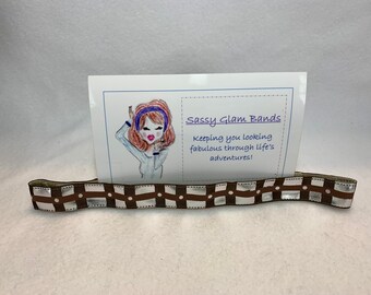 Wookiee belt with foil accents on brown grosgrain from epic space wars franchise 7/8" width headband