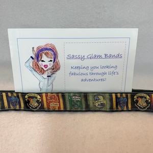Wizard school and house crests on grosgrain 1&quot; width headband