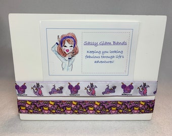 Figment (the purple dragon) inspired available on either white or purple grosgrain ribbon 1" width headband