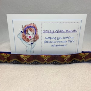 Woman of Wonder inspired theme on grosgrain 7/8&quot; width headband