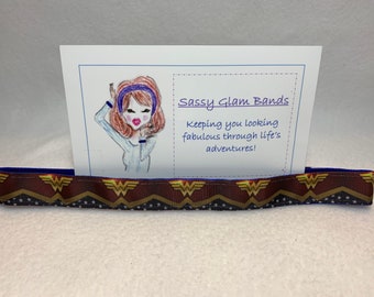 Woman of Wonder inspired theme on grosgrain 7/8" width headband