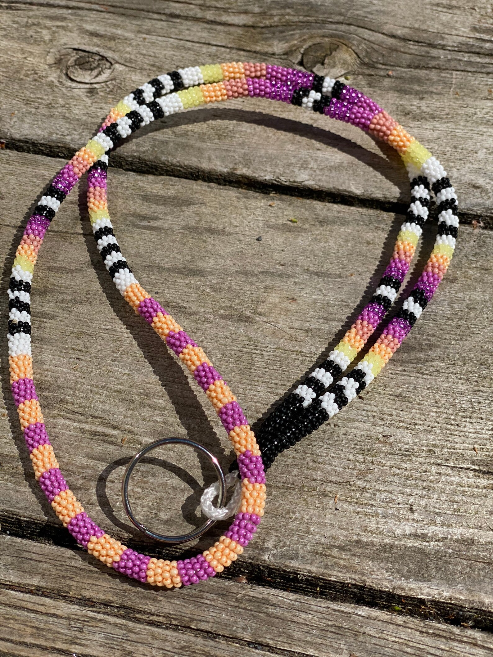 Neon Series Fully Beaded Rope Lanyard Badge Holders Etsy