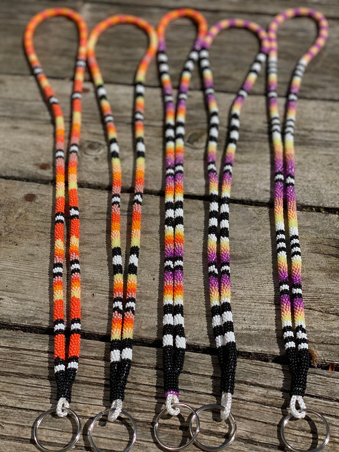 Neon Series Fully Beaded Rope Lanyard Badge Holders Etsy