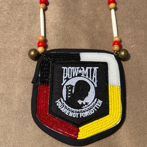 Beaded Medallion POW MIA Medicine Wheel Beaded Patch
