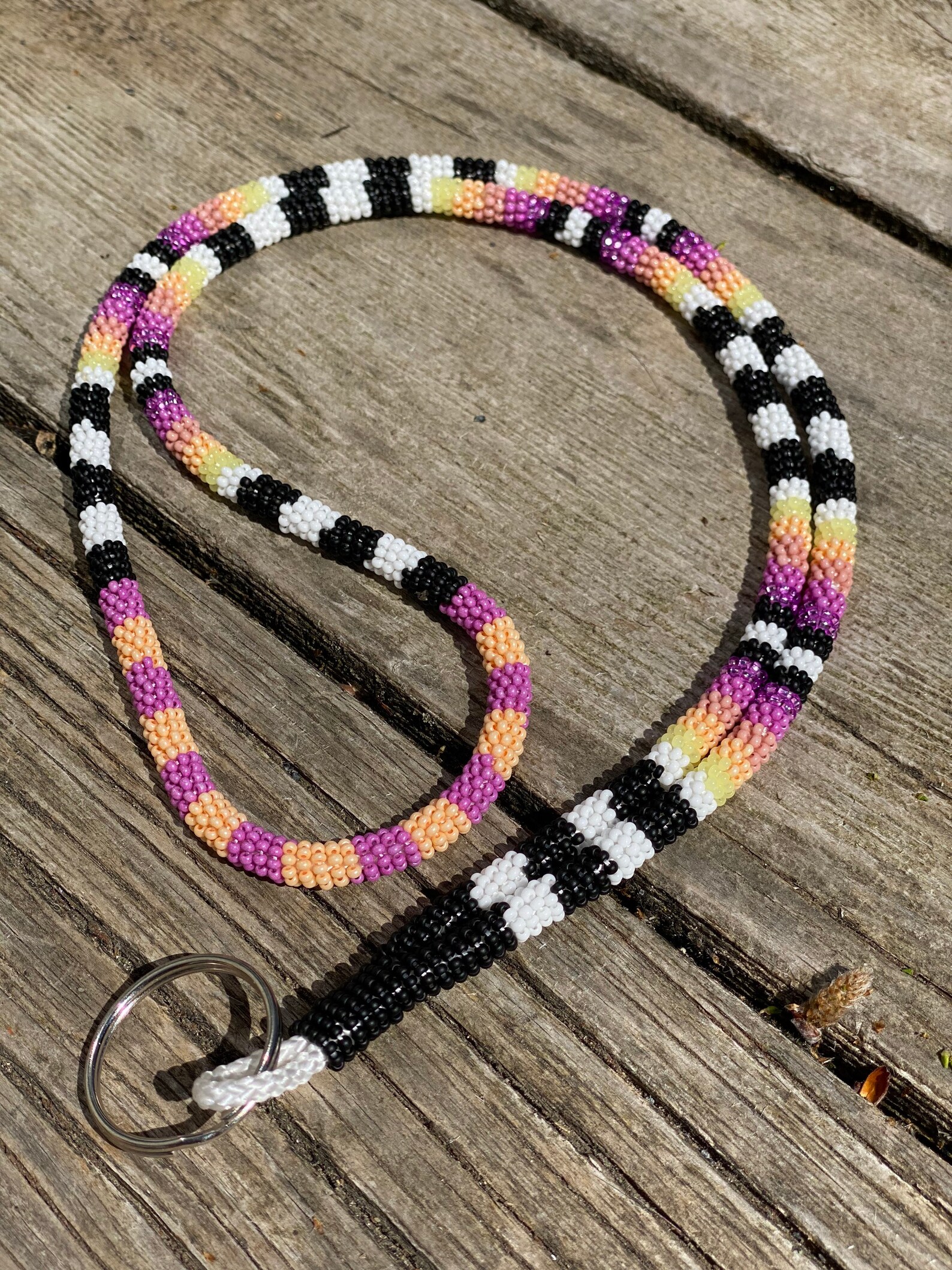 Neon Series Fully Beaded Rope Lanyard Badge Holders Etsy