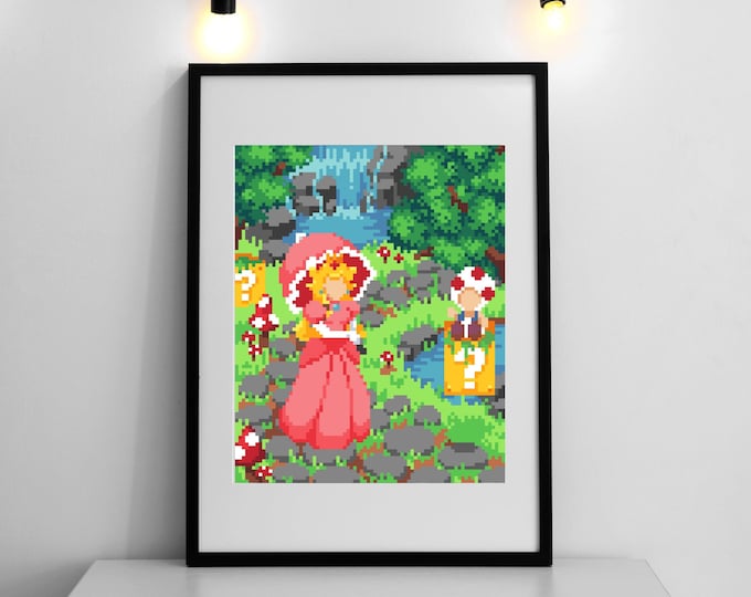 Peach's Garden PIXEL ART print