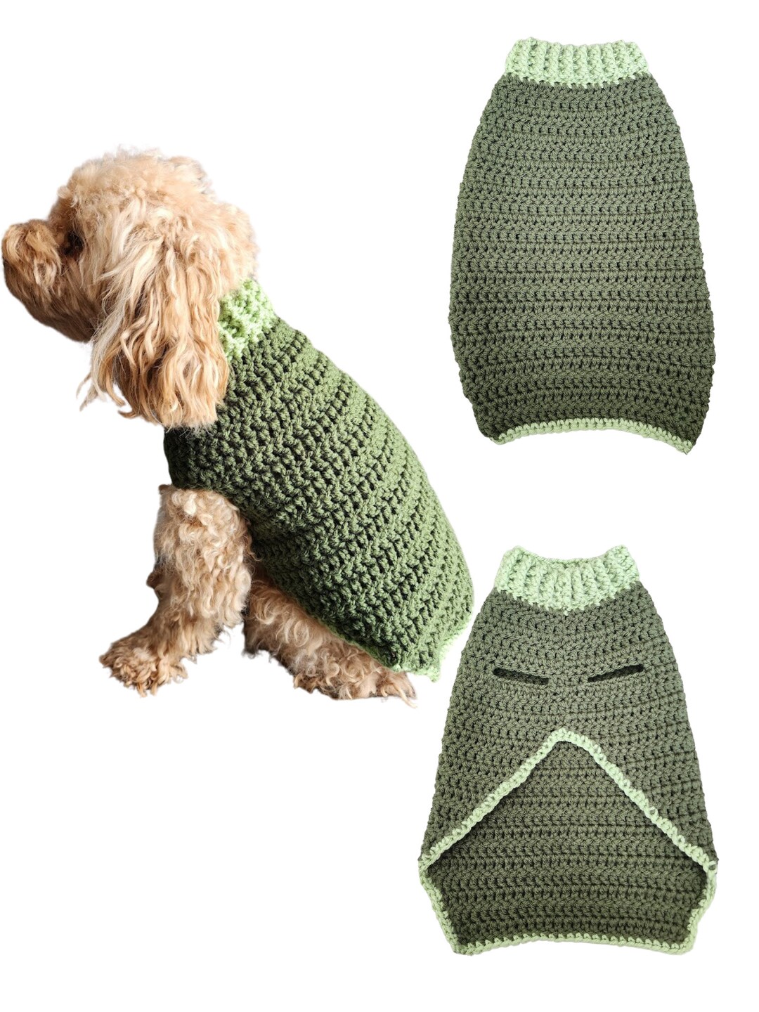 Green Dog Sweater
 Custom Crochet Green Dog Sweater Washable Cat Clothing Etsy