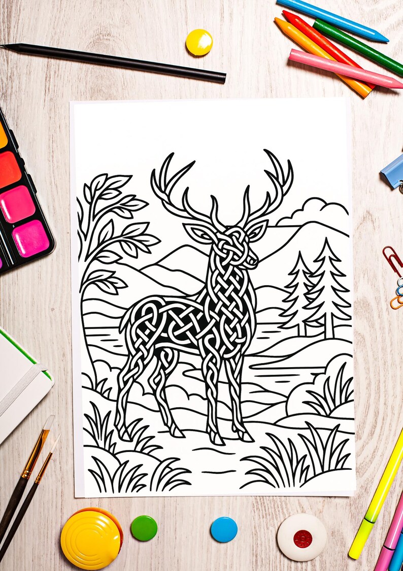 Celtic Stag Colouring Pages Printable | Celtic Knot Stag Coloring Pages ...
