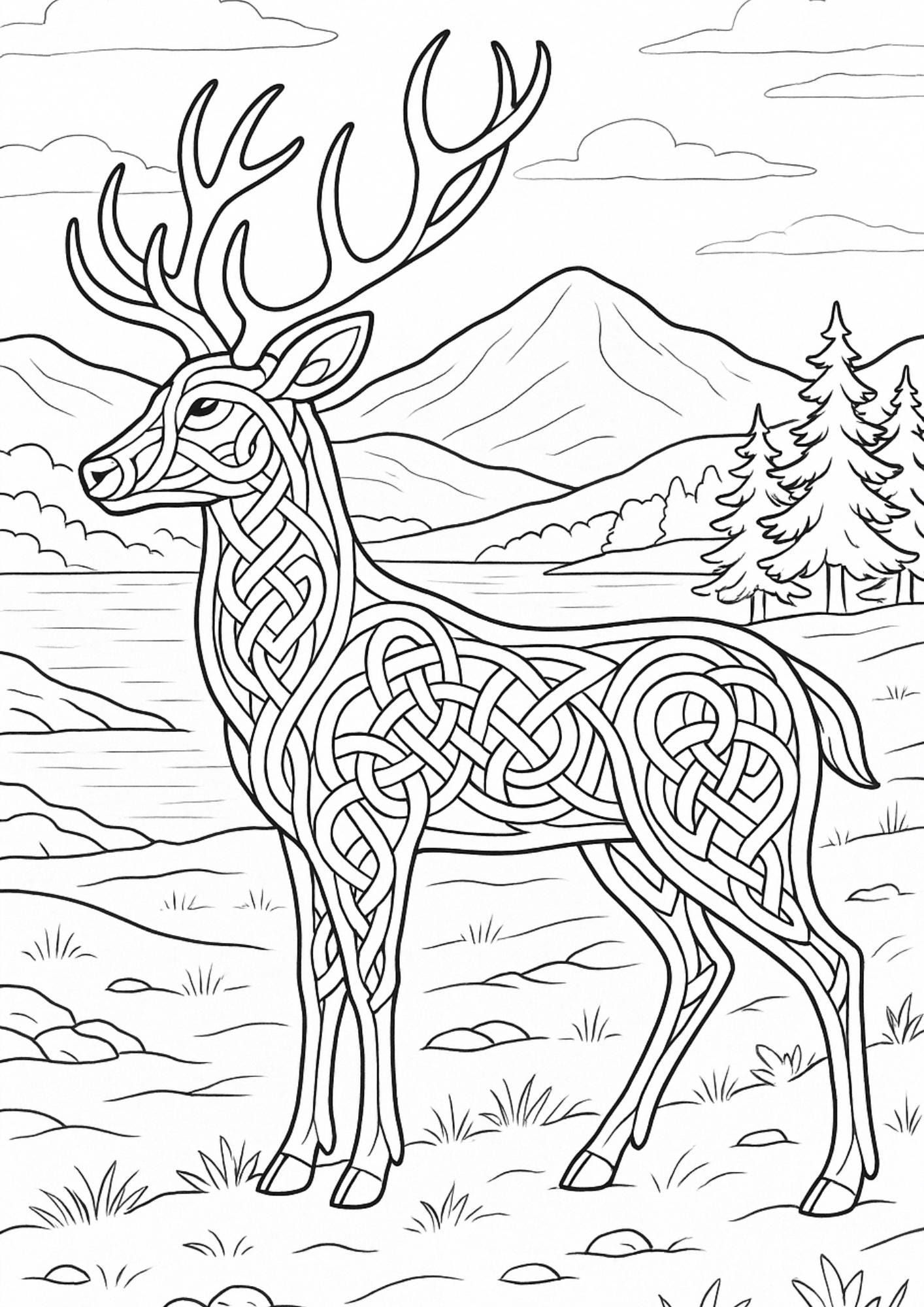 Celtic Stag Colouring Pages Printable | Celtic Knot Stag Coloring Pages ...