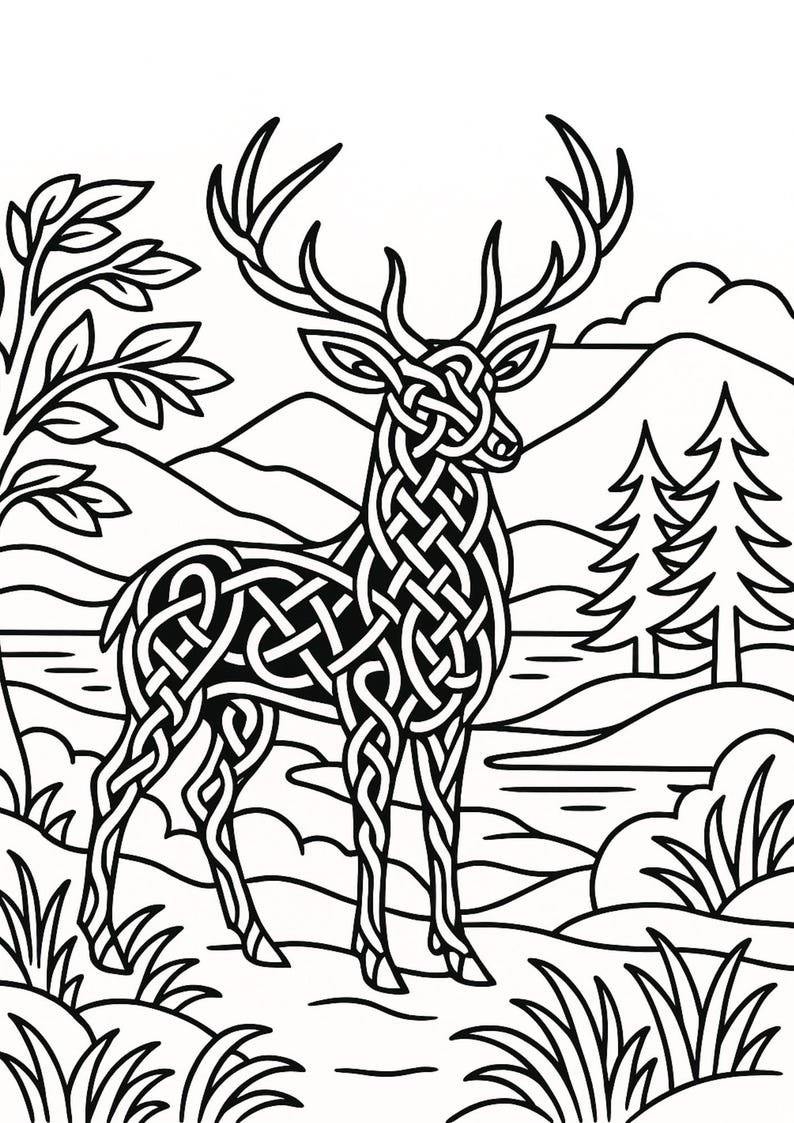 Celtic Stag Colouring Pages Printable | Celtic Knot Stag Coloring Pages ...