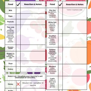 Baby Weaning Bundle - Bright Bites Edition | First Foods, Allergy Log & Checklist, Weaning Tracker, and weaning quick guide | Printable Set