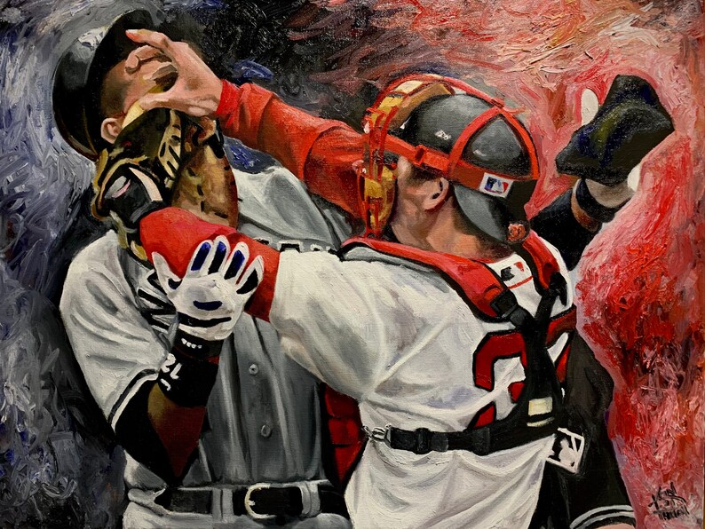 Boston Redsox New York Yankees Limited Edition Art Print Rivals\u201d 2004 ALCS World Series Jason Varitek Alex Rodriguez 18\u201d x 24\u201d VERSION 4