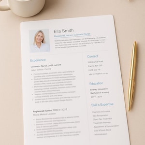 Cosmetic Nurse Resume | Aesthetic Nurse CV | Editable Nurse Resume Template | ATS-Friendly Resume for Injectors & Med Spas