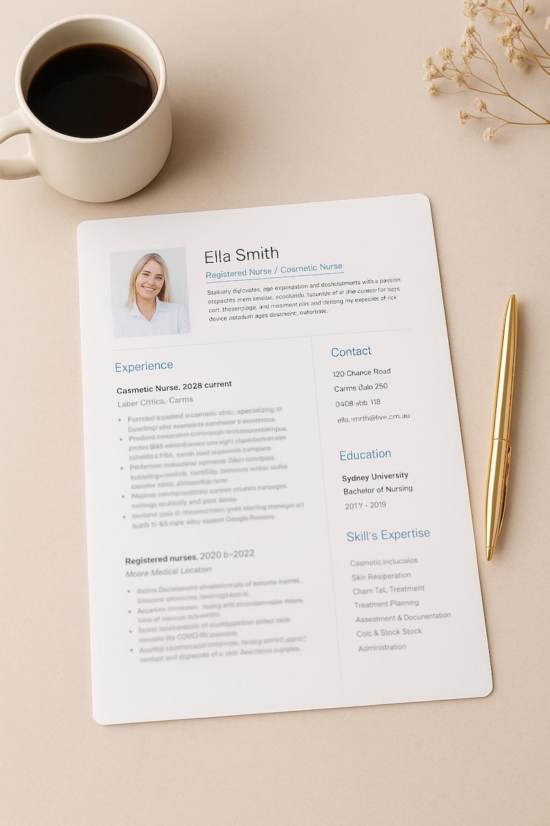 Cosmetic Nurse Resume Template | Aesthetic Injector CV (editable) - Etsy