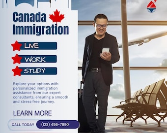 Canada Legal Marketing |Immigration Service Flyer Template | Attorney Social Media Post Canva Pro Editable for Law Firms, Visa & Travel Ads