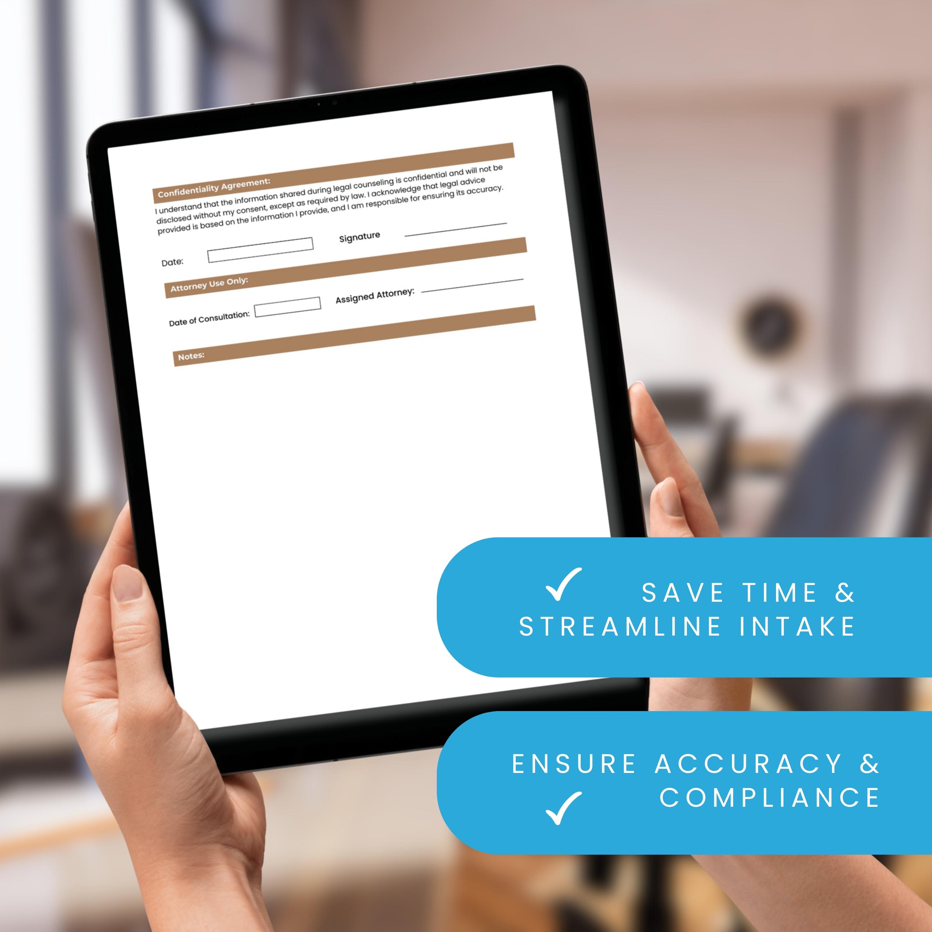 Immigration Legal Counseling Intake Form Template | Editable PDF Client ...