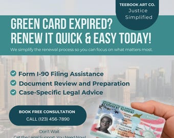 Immigration Template: Green Card Renewal Social Media Post (Canva Pro)
