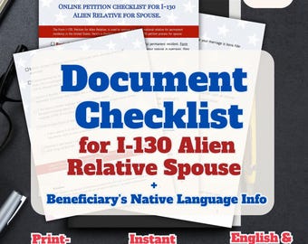 I-130 Ehepartner Petition Checkliste - Rechtliche Einwanderungsformulare für Alien Verwandte Petition, USCIS Filing & Green Card Prozess (Instant Download)