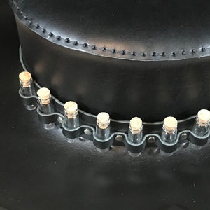 Bandeau de chapeau de docteur de peste fait main en cuir véritable SEULEMENT 12 fioles de bouteilles