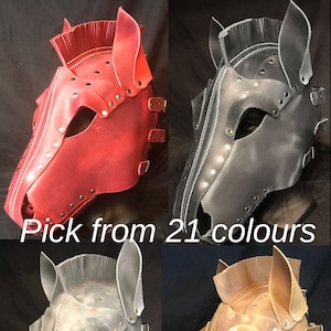 Genuine Country Cow Leather Handmade Horse Pony Mask Costume Pick Your Colour